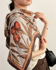 Mulberry Silk Scarf: Rhinoceros Lark Print, Hand-Rolled Twill