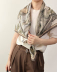 Mulberry Silk Scarf: Rhinoceros Lark Print, Hand-Rolled Twill