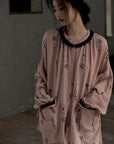 Pink gauze cotton pajama set for women by Lian Loungewear, featuring a relaxed fit and comfortable fabric for lounging.