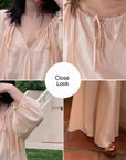 Lian Loungewear bamboo cotton pajama set with long and short pants in beige, comfortable and breathable sleepwear for women.