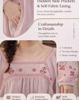 Pink bamboo slub cotton pajama dress by Lian Loungewear, soft and comfortable sleepwear with relaxed fit and casual style.