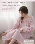 Pink bamboo slub cotton pajama dress by Lian Loungewear with a relaxed, comfortable fit and soft fabric for casual wear.