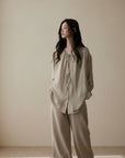 Women’s cotton pyjamas set from Lian Loungewear featuring a comfortable, relaxed fit in soft, breathable fabric for home wear.
