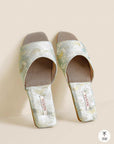Oriental Satin Embroidered Slippers for Women Year-Round Anti-Slip House Shoes with Air Cushion Sole Elegant Silk Brocade Indoor Footwear