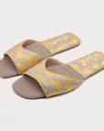 Oriental Satin Embroidered Slippers for Women Year-Round Anti-Slip House Shoes with Air Cushion Sole Elegant Silk Brocade Indoor Footwear