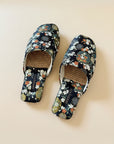 Breathable Mesh Embroidered Slippers – Lightweight House Shoes with Oriental Floral Design Indoor Slippers for Women, Kimono Robe Shoes