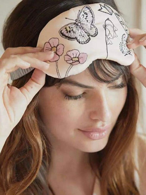 Embroidered Silk Eye Mask – Butterfly &amp; Floral Design | Lian Collection