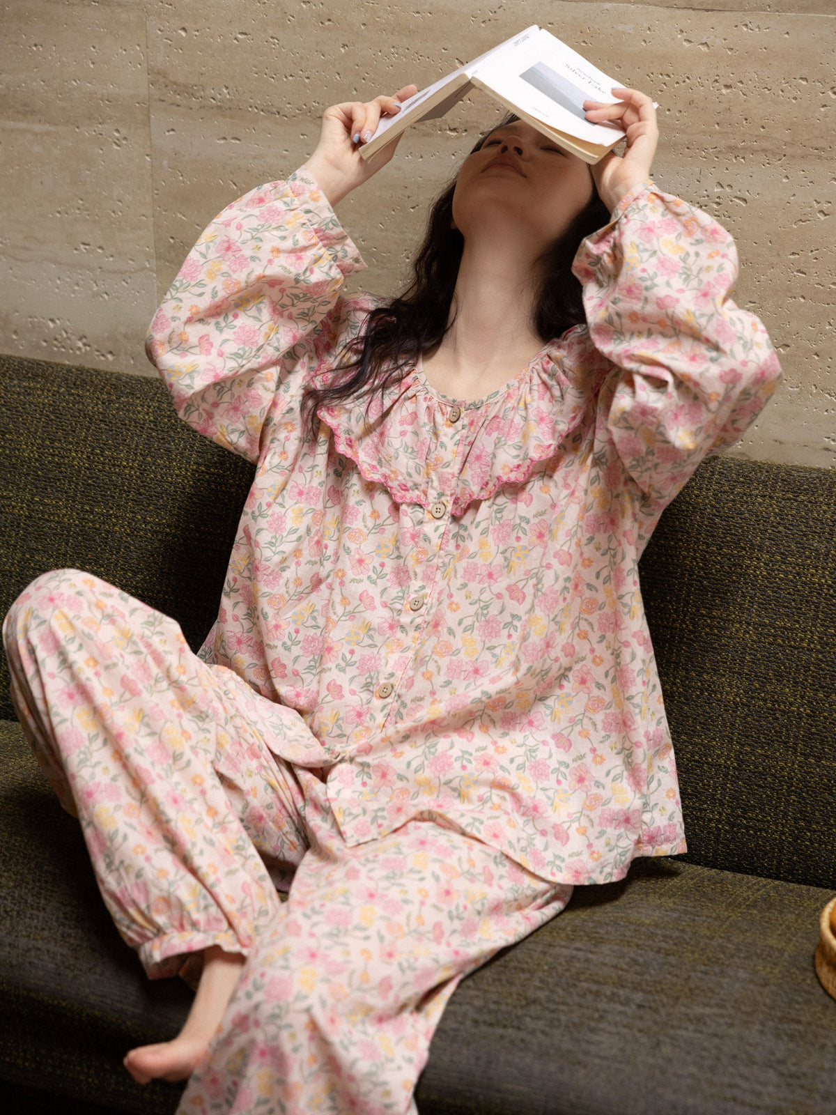 Embroidered Cotton Pajama Set (Button‑Up) | Sweet Floral | Lian