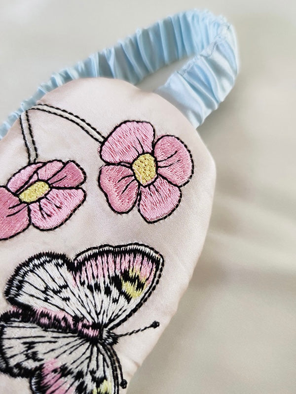 Embroidered Silk Eye Mask – Butterfly &amp; Floral Design | Lian Collection