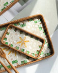 Handmade Rattan & Mother‑of‑Pearl Tray Set – Nesting Serving Trays (3pcs) | Lian Collection