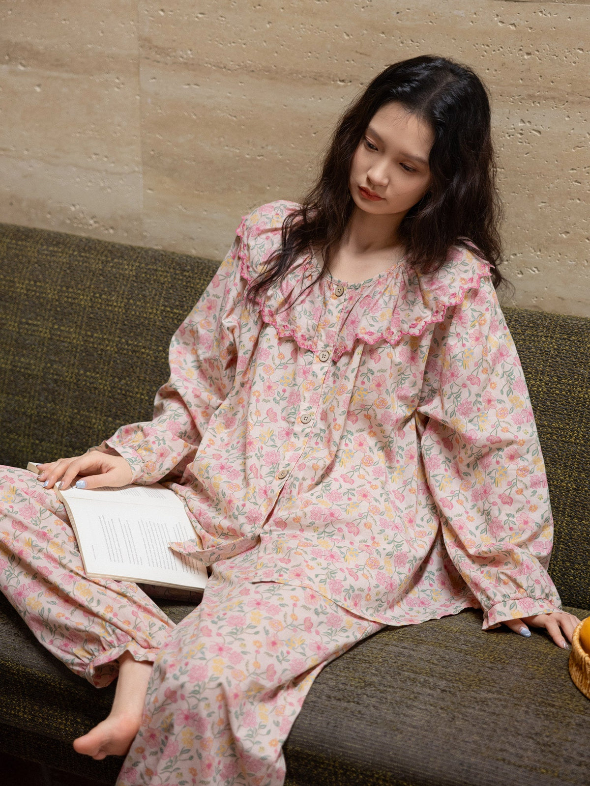Embroidered Cotton Pajama Set (Button‑Up) | Sweet Floral | Lian