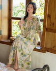 Bamboo Cotton Pajama Set or Nightdress – Green Watercolour Floral | Lian Collection