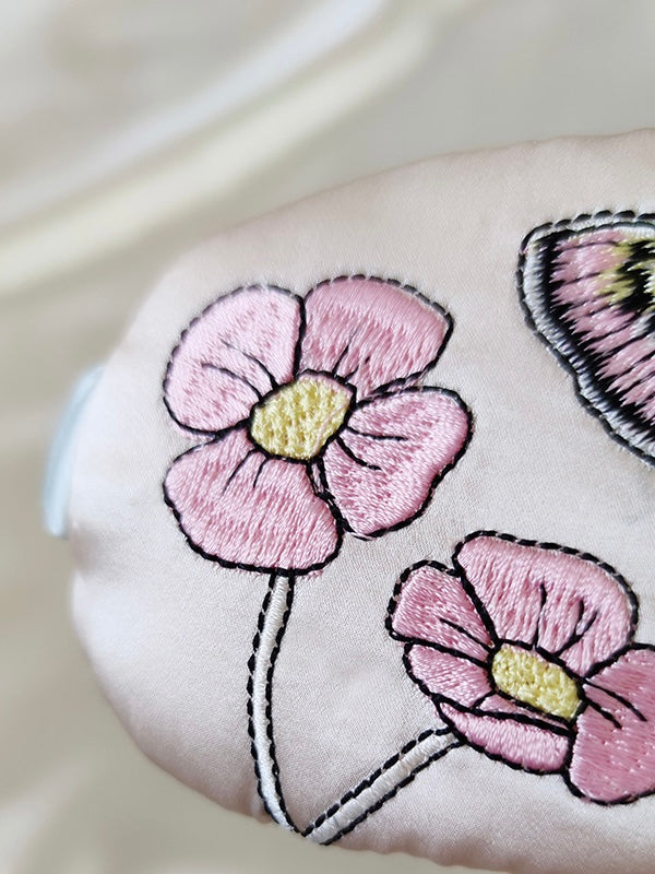 Embroidered Silk Eye Mask – Butterfly &amp; Floral Design | Lian Collection