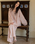 Embroidered Bamboo Cotton Loungewear Set – Wheat Apricot | Lian Collection
