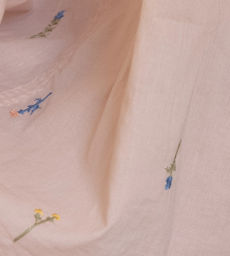 Embroidered Bamboo Cotton Loungewear Set – Wheat Apricot | Lian Collection