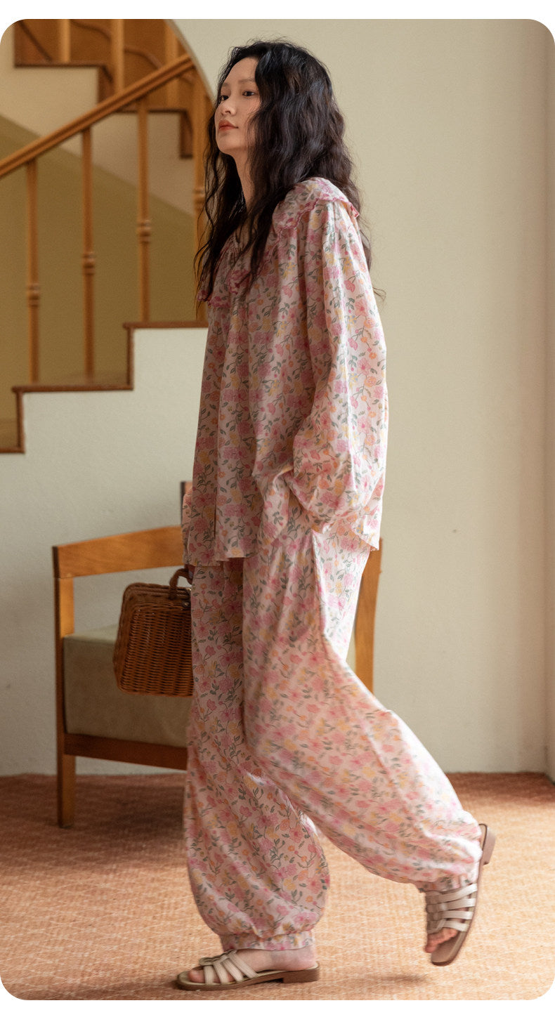 Embroidered Cotton Pajama Set (Button‑Up) | Sweet Floral | Lian