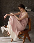 Pink cotton gauze nightdress side pocket