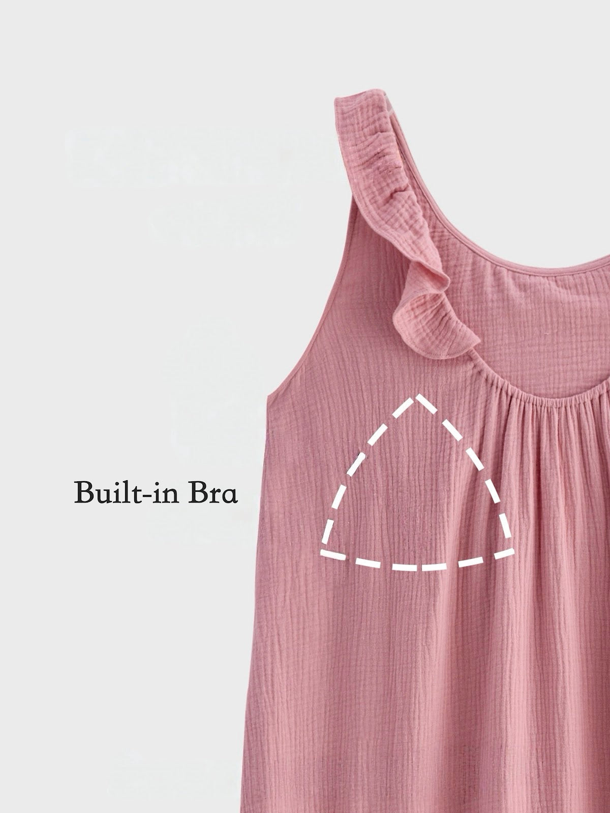 Breathable cotton gauze nightgown detail