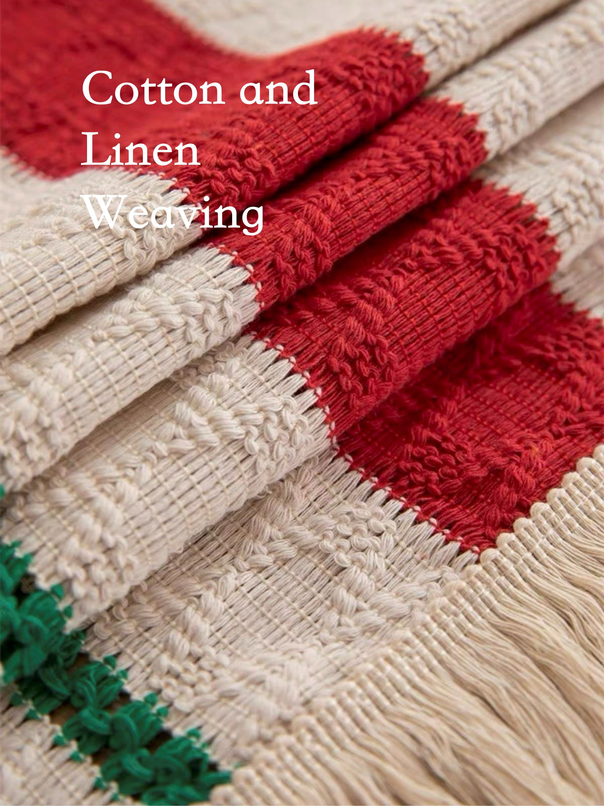 Woven Cotton‑Linen Christmas Placemats – Fringe Set of 2 | Lian Collection