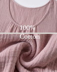 Pink cotton gauze nightdress with white lace trim