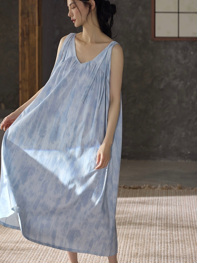 Blue cotton lounge dress