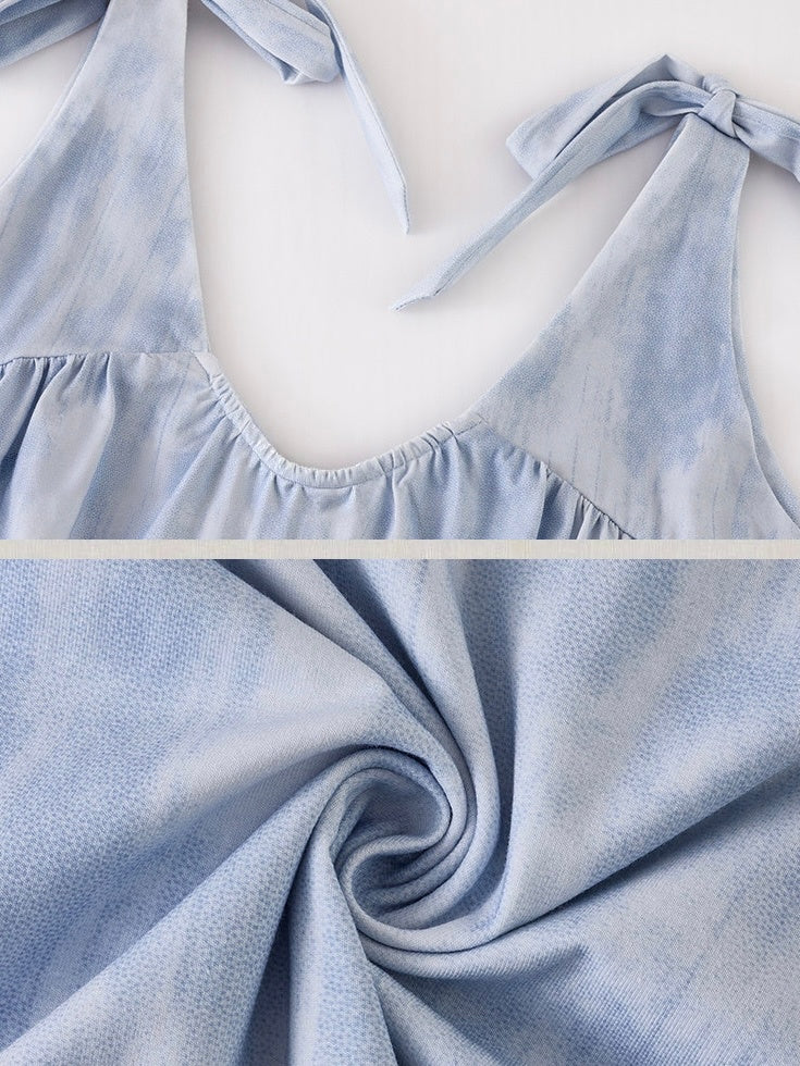 Blue cotton nightdress worn