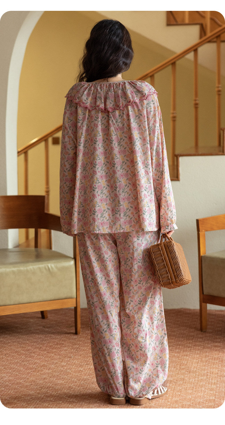 Embroidered Cotton Pajama Set (Button‑Up) | Sweet Floral | Lian