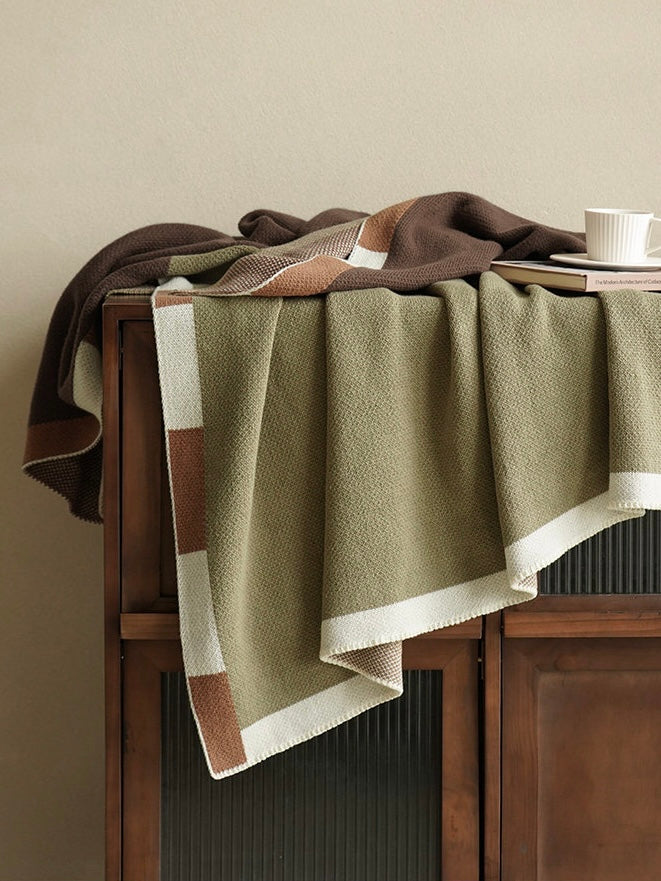 Cotton Blend Throw Blanket – Colour Block | Lian Collection
