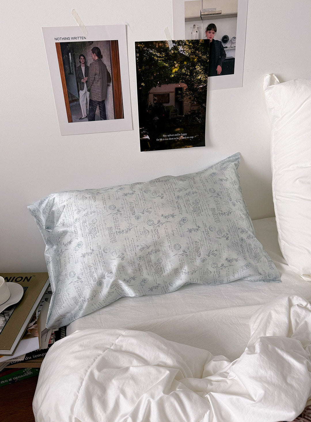 French Letter Print Mulberry Silk Pillowcase | 25 Momme