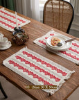 Woven Cotton‑Linen Christmas Placemats – Fringe Set of 2 | Lian Collection