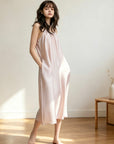 Lyocell Camisole Nightdress | Soft Pink Sleeveless Midi Dress