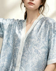 100% TENCEL™ Button Nightdress – Blue Floral Short Sleeve Sleep Dress