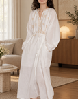 Embroidered Gauze Cotton Robe & Slip Dress Set – Kimono Loungewear | Lian Collection