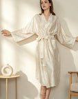 Women's TENCEL Wrap Robe | Botanical Kimono Dressing Gown | Lian Loungewear