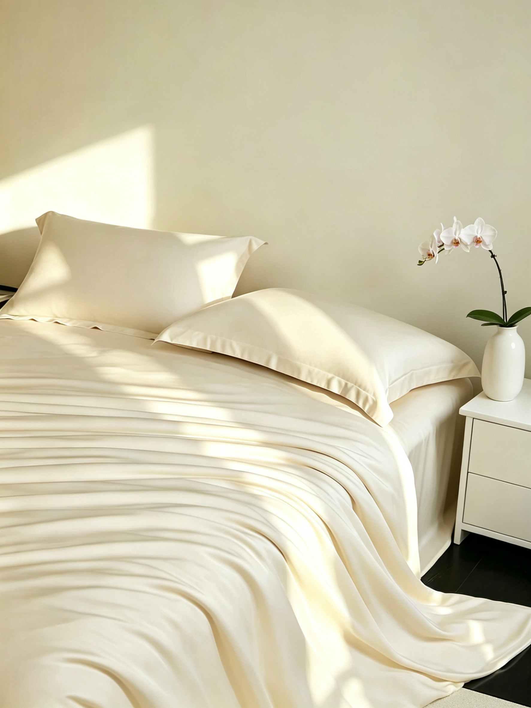 TENCEL Lyocell Four PCS Bedding Set: Bed Sheet, Duvet Cover and Two Pillowcases, Eucalyptus Fiber, Cooling Luxury Bedding, Silk Beddings