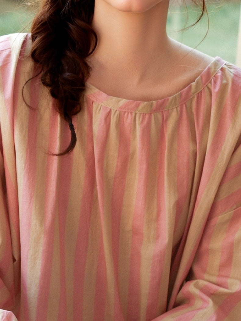 Long Sleeve Bamboo Cotton Pajama Set – Pink &amp; Yellow Stripe | Lian Collection