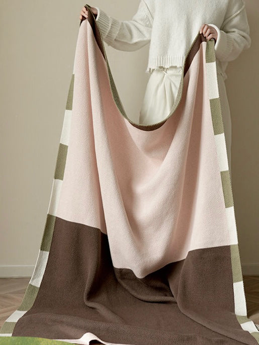 Cotton Blend Throw Blanket – Colour Block | Lian Collection