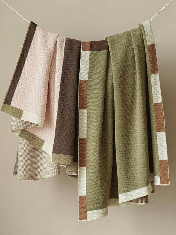 Cotton Blend Throw Blanket – Colour Block | Lian Collection
