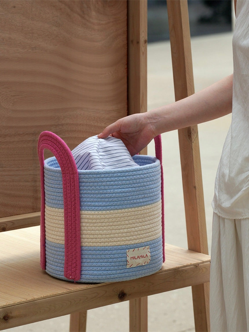 Woven Cotton Rope Storage Basket – Handles | Lian Collection