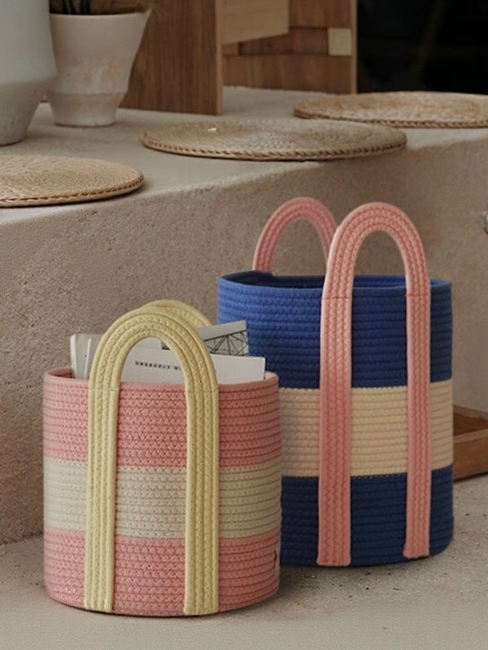 Woven Cotton Rope Storage Basket – Handles | Lian Collection