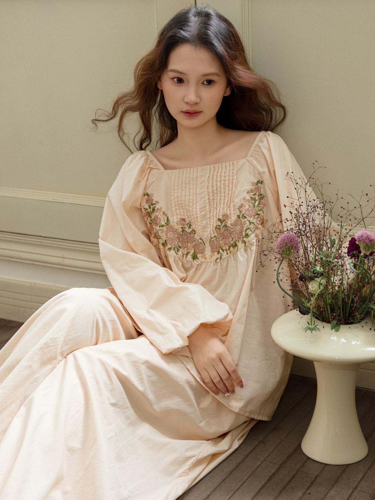 Bamboo Cotton Embroidered Sleepwear | Set or Nightgown | Lian