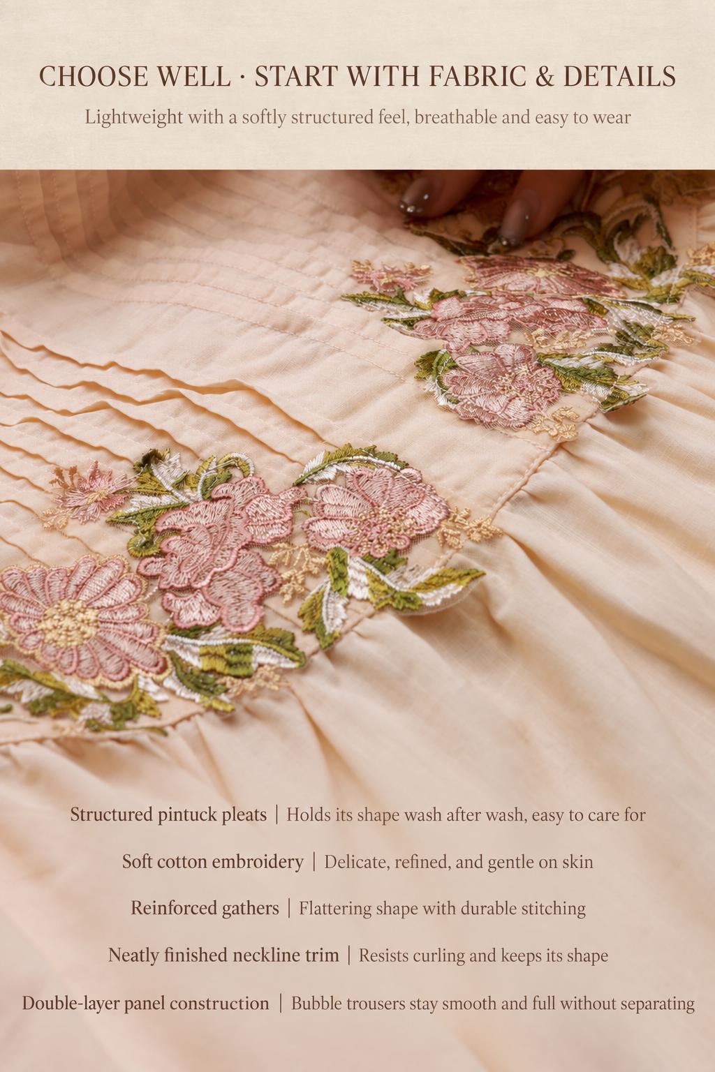 Bamboo Cotton Embroidered Sleepwear | Set or Nightgown | Lian
