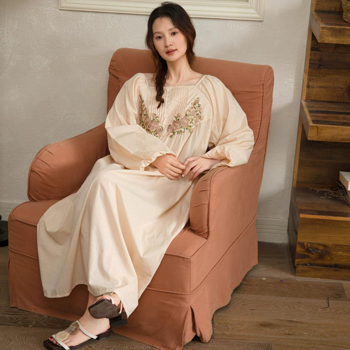 Bamboo Cotton Embroidered Sleepwear | Set or Nightgown | Lian