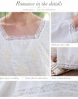 Cotton Gauze Nightwear – Lace Trim & Floral Embroidery (Nightdress or Set) | Lian Collection