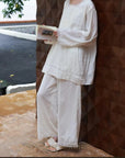 Cotton Gauze Nightwear – Lace Trim & Floral Embroidery (Nightdress or Set) | Lian Collection