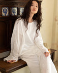 Embroidered Bamboo Cotton Pajama Set – Ruffle Collar | Lian Collection