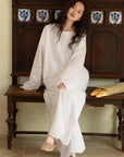Embroidered Bamboo Cotton Pajama Set – Ruffle Collar | Lian Collection