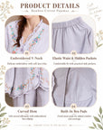 Bamboo Cotton Pyjama Set (Button‑Front) | Lilac Grey Embroidery | Lian