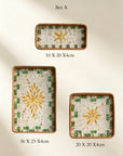Handmade Rattan & Mother‑of‑Pearl Tray Set – Nesting Serving Trays (3pcs) | Lian Collection