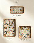 Handmade Rattan & Mother‑of‑Pearl Tray Set – Nesting Serving Trays (3pcs) | Lian Collection